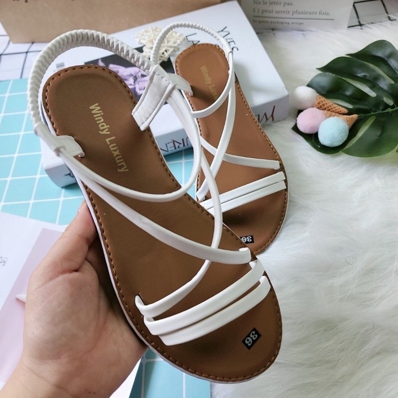 [ MẪU SANDAL NỮ ] Giày sandal nữ đế bệt chiến binh xỏ ngón dây mảnh quai chéo hot mùa hè đi biển, đi chơi, đi học,,,,