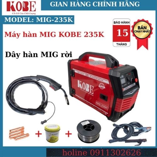 . Máy hàn mig mini 235 KOBE- Máy hàn mig súng rời tặng cuộn dây 1kg