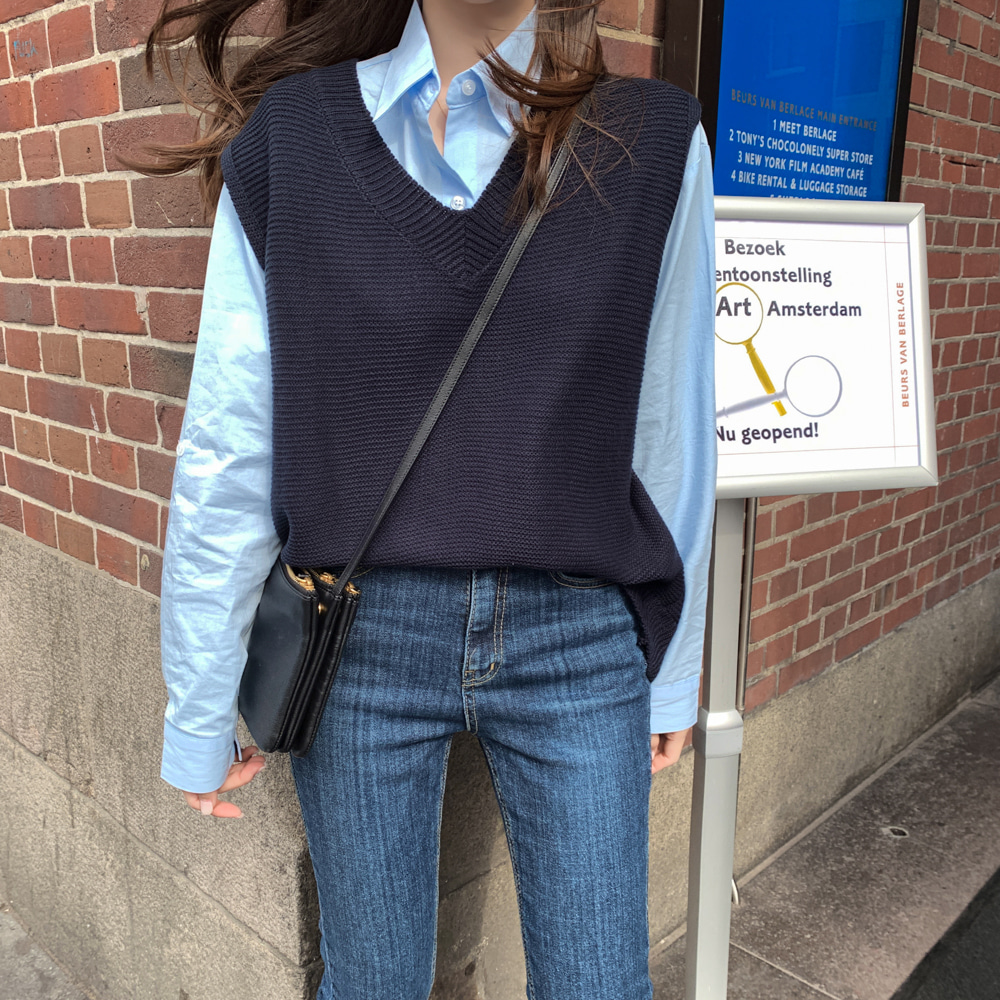 Áo Dệt Kim Sát Nách Dáng Rộng Cổ Chữ V Thời Trang Cho Nữ 30209