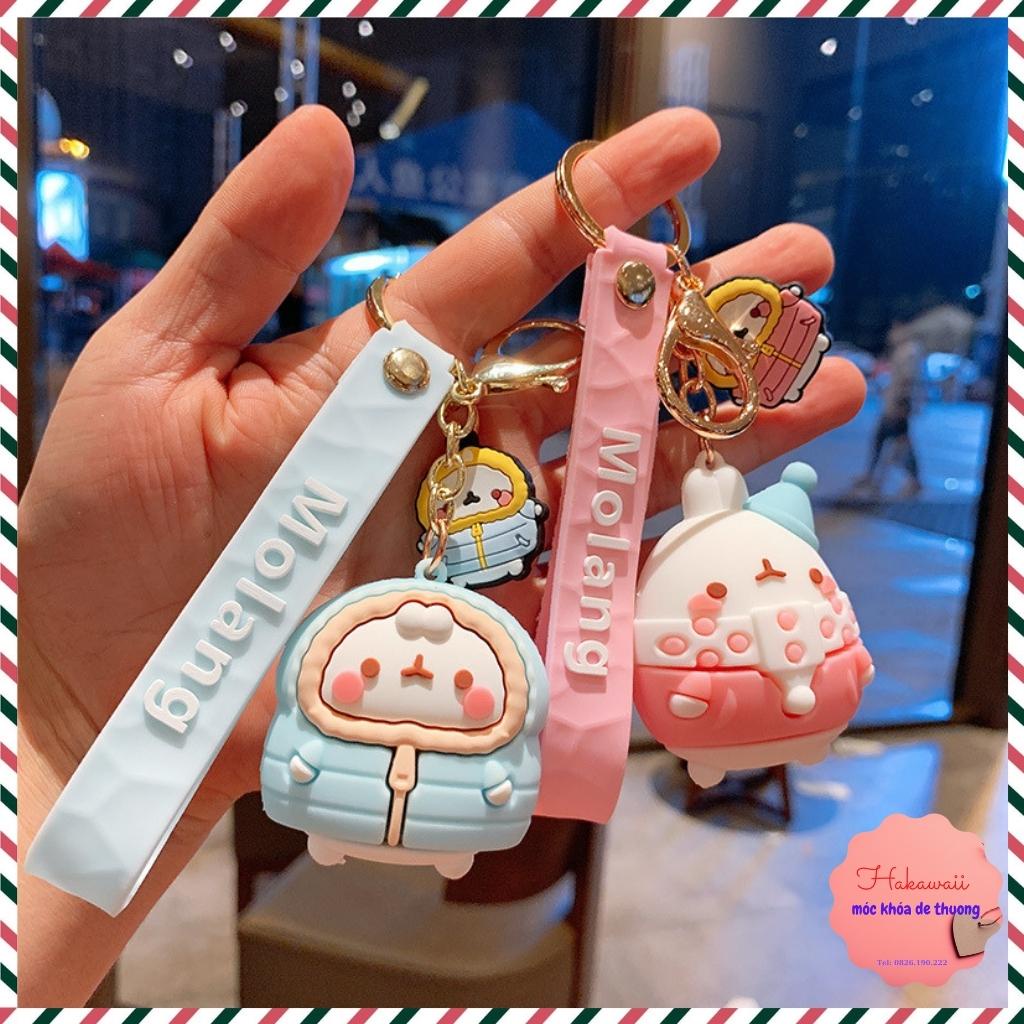 Móc khóa bé Molang nhiều màu, móc khóa cặp đôi, dùng làm móc khóa treo túi xách, balo