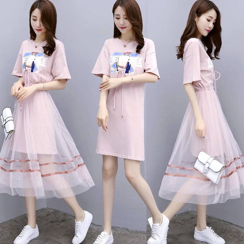 Set đầm phối lưới thời trang nữ tính
