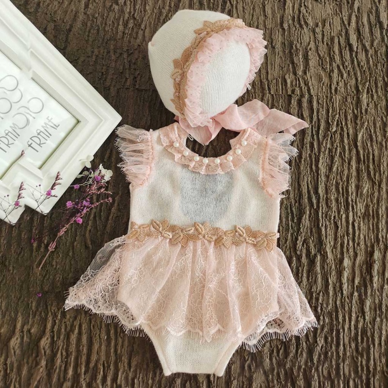Set Đồ 2 Món Gồm Áo Liền Quần + Mũ Làm Phụ Kiện Chụp Ảnh Cho Bé Sơ Sinh