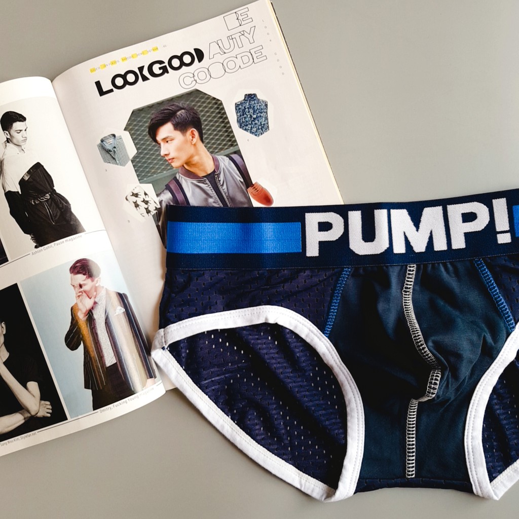 Quần lót nam cao cấp - tam giác PUMP basic phối lưới - thun cotton mềm, mịn, thoáng mát