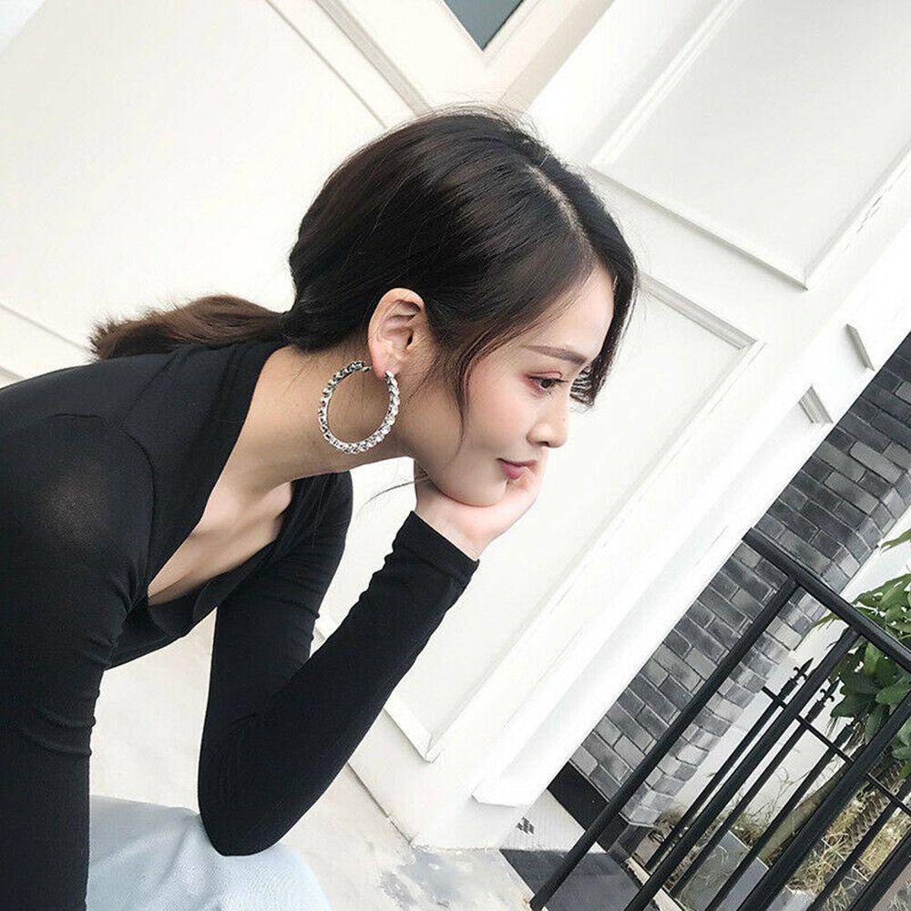 Bông Tai Tròn Mạ Bạc 925 Thời Trang|Bông Tai Mạ BạC ĐíNh Đá LấP LáNh