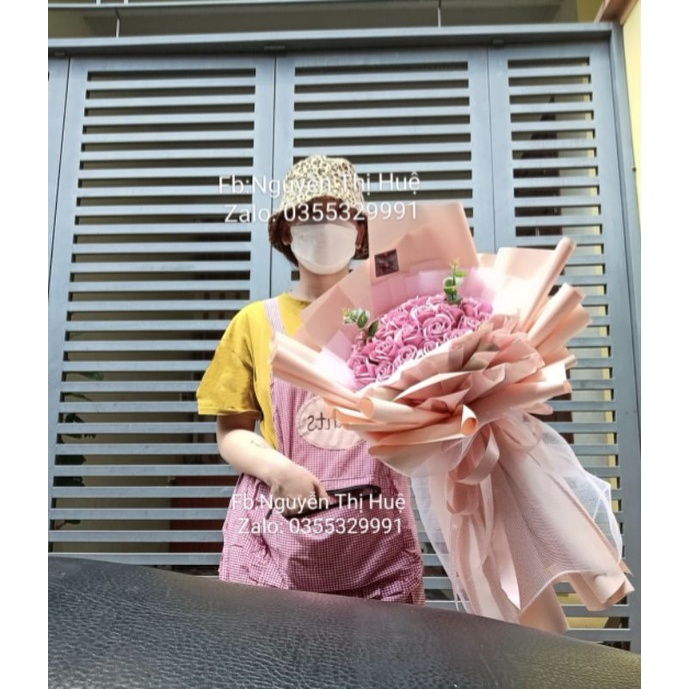 Bó 30, 35, 50 bông hồng sáp màu hồng