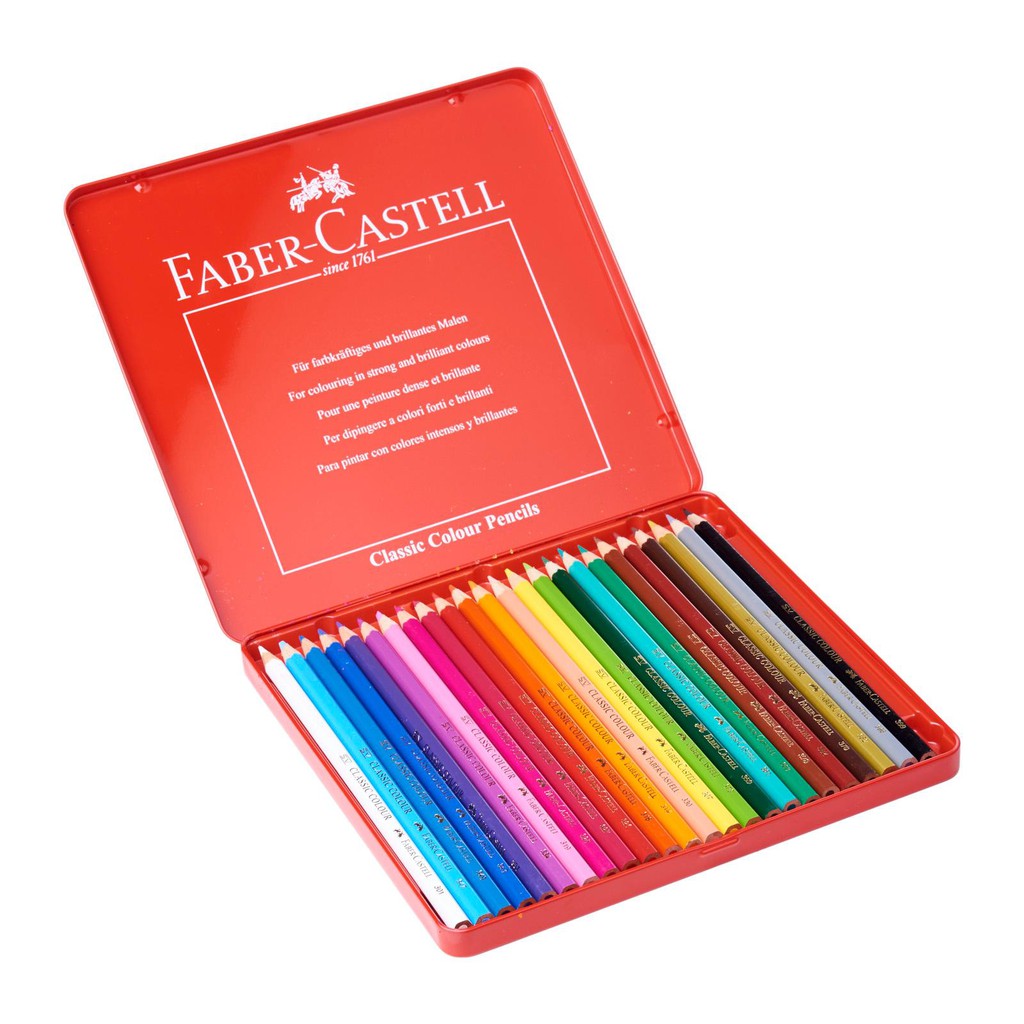 [DA ĐEN] Chì Màu Faber Castell Hộp Thiếc