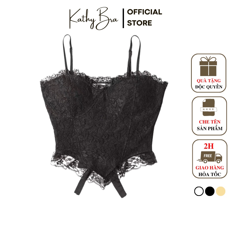 A16 [LOẠI 1] Áo Bra ren KATHY BRA Dáng Corset Bralette Áo Lót Nữ Ren Hai Dây Tà Nhọn Có Mút Không Gọng Viền Ren Xinh