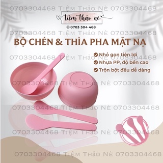 Bộ Chén Trộn và Que Nhựa Đắp Mặt Nạ Màu Hồng Siêu Cưng