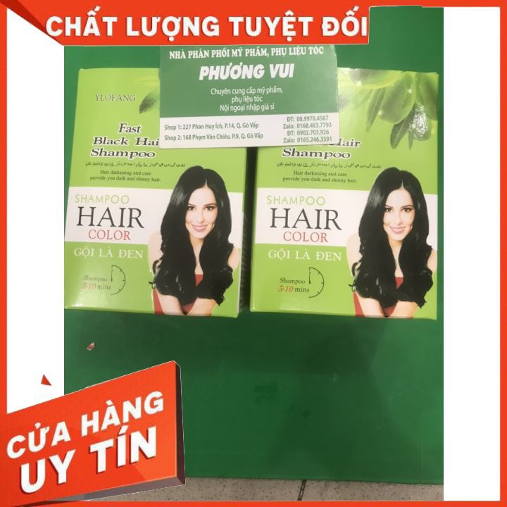 [TẬN GỐC ]  gội nhuộm là đen  YLOFANG  oliu  hộp 10 gói hàng thái lan, tiện lợi dễ sử dụng  sử dụng cho salon và tai nha