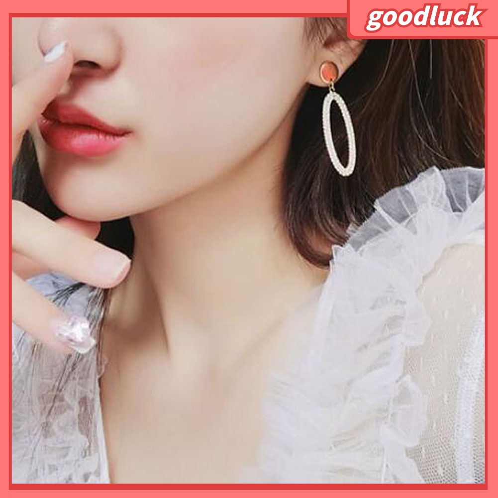 ps/Women Rhinestone Watch Shape Oval Geometric Dangle Ear Drop Earrings Jewelry