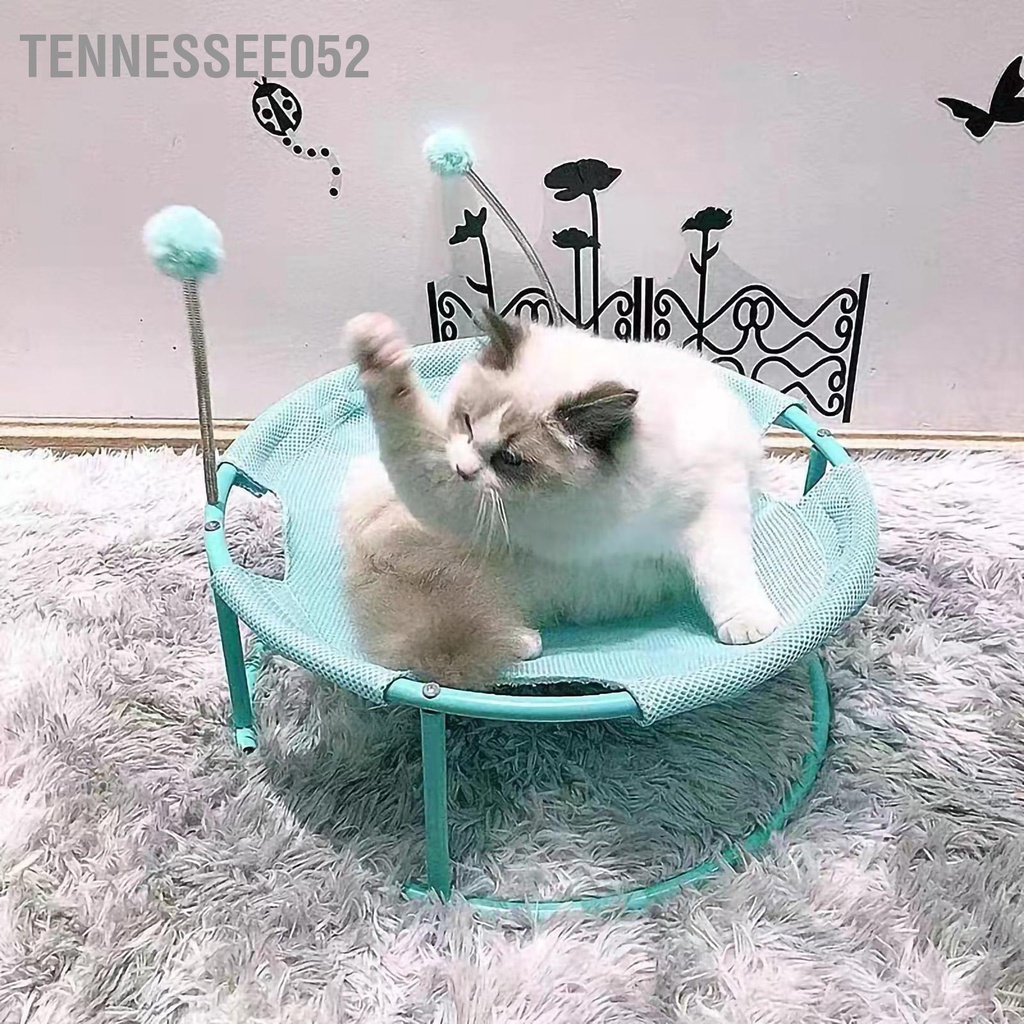 Hàng HOT Giường đệm võng tròn cho mèo Thoáng Khí Thoải Mái Ổ chõng nằm ngủ cho mèo khung sắt tròn kèm quả bông【Tennessee052】
