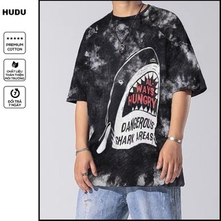Áo thun nam nữ form rộng tay lỡ , áo phông unisex loang cá mập