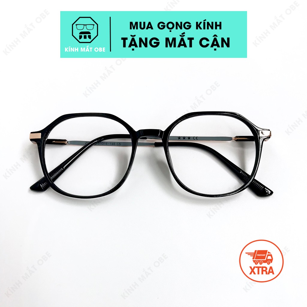 [ FREE MẮT CẬN ] Gọng Kính Cận Nam Nữ Phong Cách Retro Mắt Đa Giác OBE 2053ZY