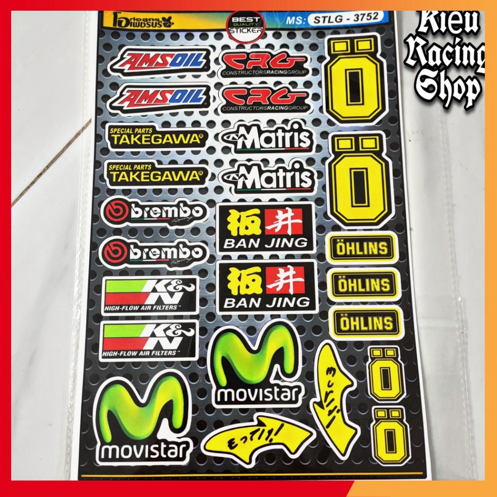 Tem Sticker Dán Chữ YSS, OHLINS, BREMBO, MẮT FENDI
