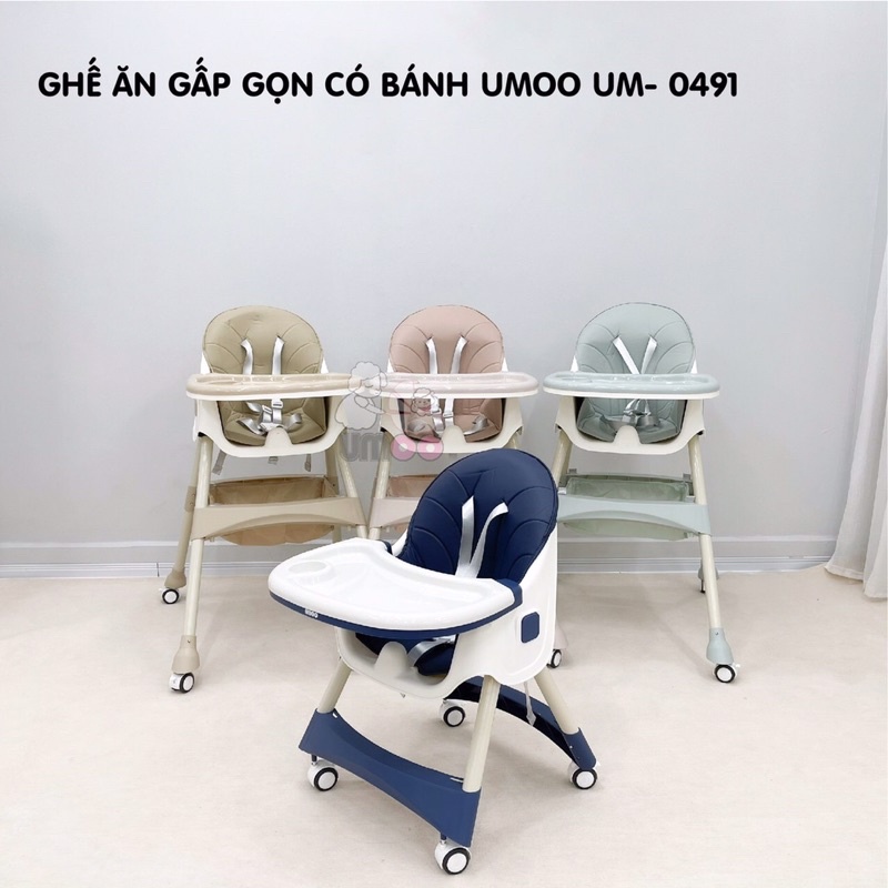 Ghế Ăn Dặm Gấp Gọn Umoo Có Bánh Xe Cao Cấp UM - 0491