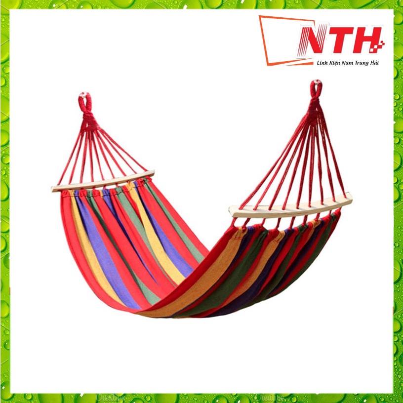 Võng Du Lịch Sợi Vải Đan - Võng Nhiều Màu Cắm Trại, Dã Ngoại, Gấp Gọn
