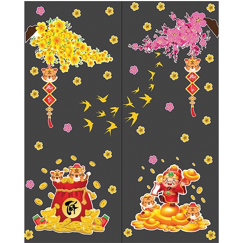 Decal Tết 2022 trang trí dán Tết