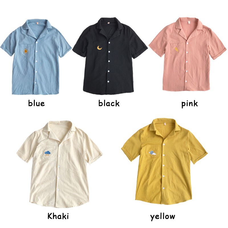 Áo sơ mi tay ngắn hoạ tiết thêu phong cách cổ điển | BigBuy360 - bigbuy360.vn