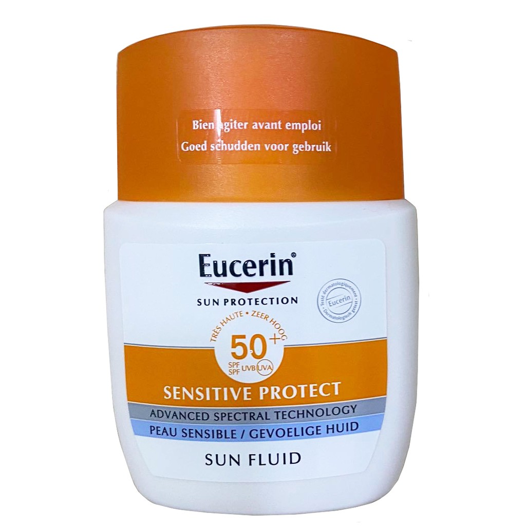 [Chống nắng cực đỉnh] Kem chống nắng không nhờn rít Eucerin Sun Fluid Sensitive Protect SPF 50+ 50ml hàng nhập Pháp