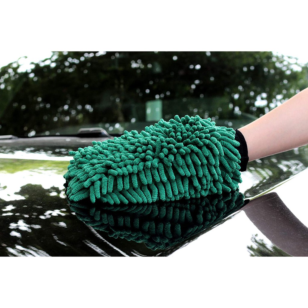 Găng tay rửa xe siêu mềm màu XANH sợi Microfiber giữ bọt MaxShine Crazy Micro-Chenille Wash Mitt 24x17cm 1120003G