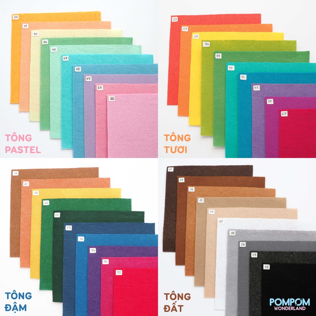 Combo 10 tấm vải nỉ cứng 15x15cm