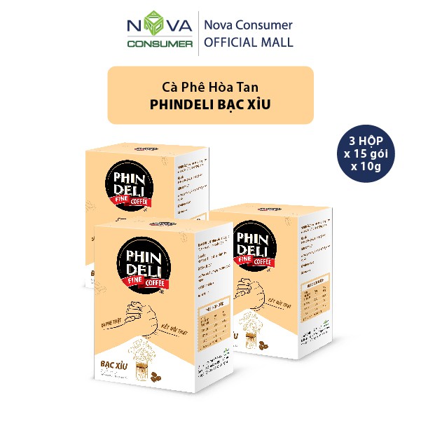 [Combo 3 hộp] Cà Phê Hòa Tan PhinDeli Bạc Xỉu (17g x 18 gói x 3 hộp)