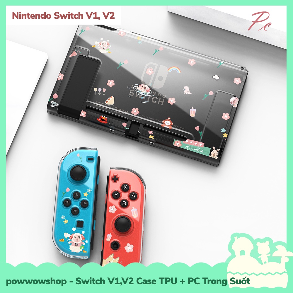 [Sẵn VN - Hỏa Tốc] Switch V1, V2 Case Ốp Máy Game TPU Dẻo + PC Nintendo Switch V1, V2 Trong Suốt Crystal Anime Game