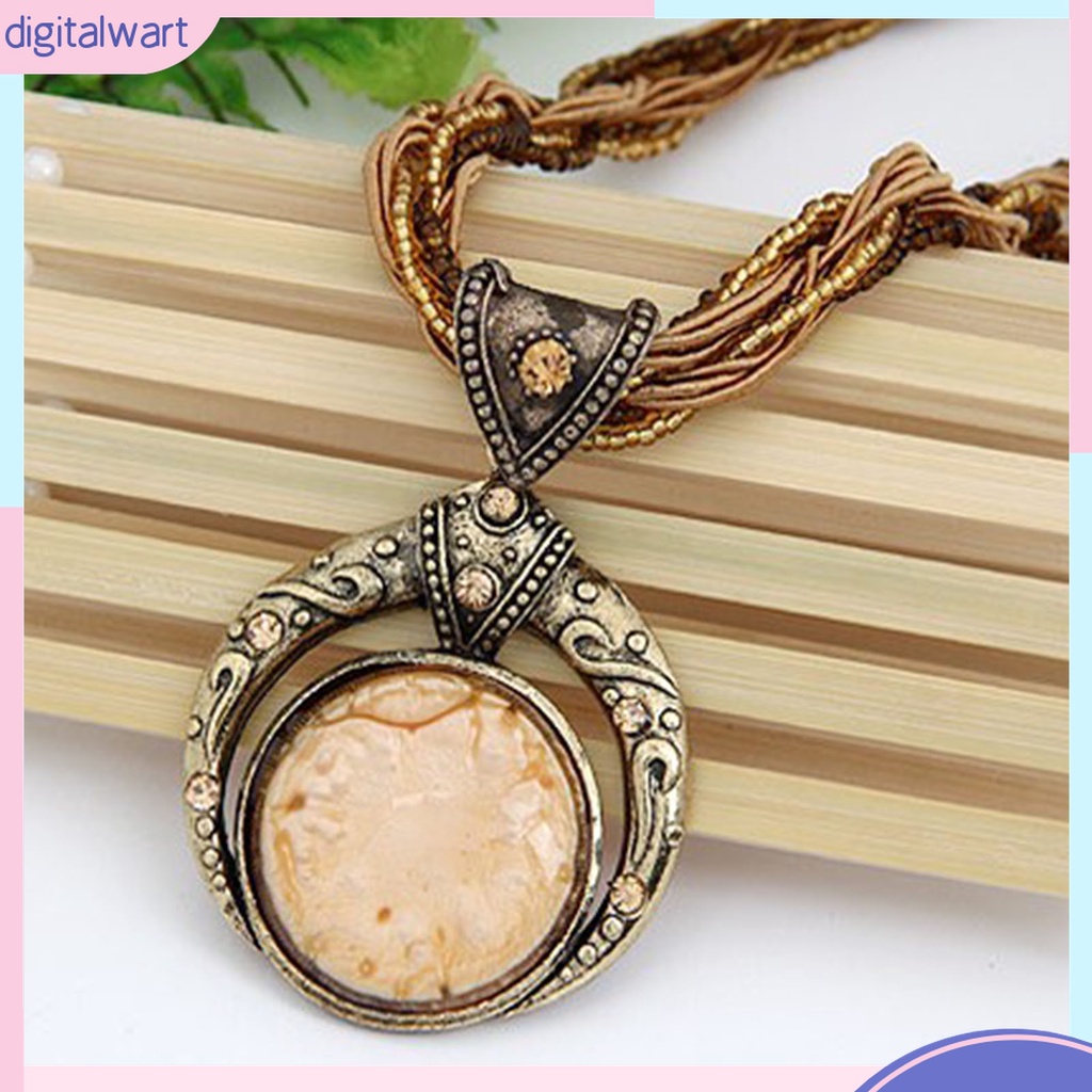 Vòng cổ Nhiều Lớp Mặt Tròn Chạm Khắc Phong Cách Bohemian Cổ Điển Thời Trang Cho Nữ