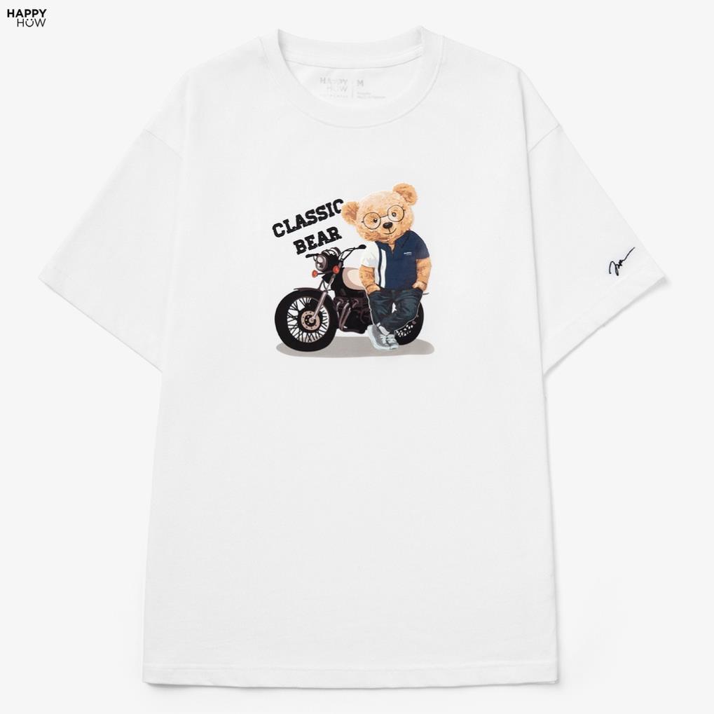 Áo thun MOTOBEAR vải cotton dệt kim sợi đôi, form oversize, trẻ trung, năng động - HAPPYHOW Đẹp
