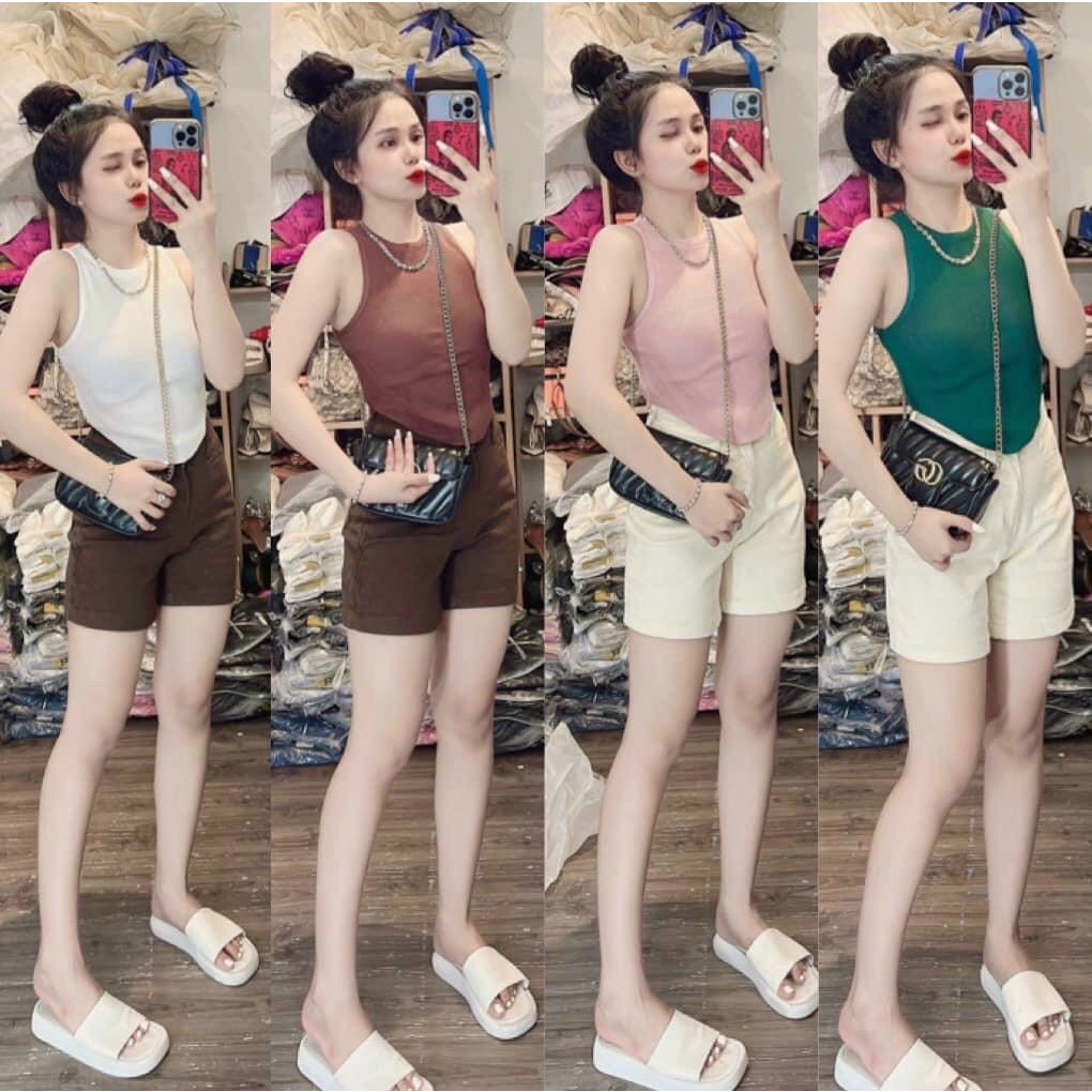 [L2M] Áo len tăm ba lỗ CROPTOP VẠT BẦU màu trơn Quảng Châu cực cá tính