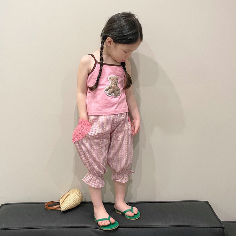 Bộ Áo Cổ Tròn In Hoạt Hình + Quần Thời Trang Mùa Hè Cho Bé Gái Se7en