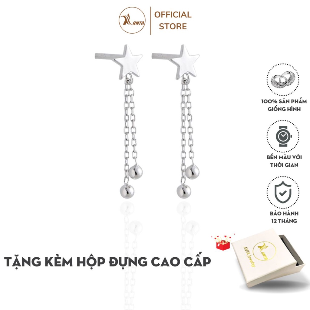 Bông tai bạc 925 Hình ngôi sao dáng dài phong cách Hàn Quốc ANTA Jewelry - ATJ3465