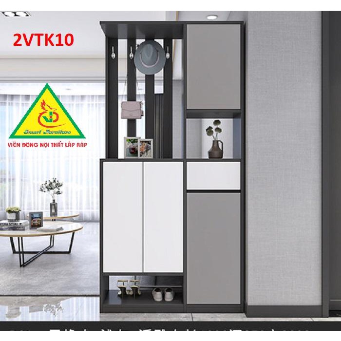 Tủ kệ trang trí kiêm vách ngăn phòng khách , nhà bếp 2VTK10- Nội thất lắp ráp Viendong Adv