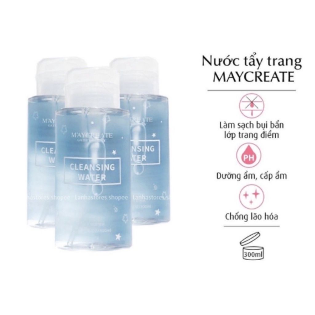 Nước Tẩy Trang MayCreate, 300ml Làm Sạch Sâu An Toàn Cho Da