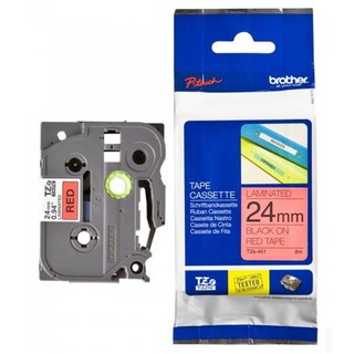 Nhãn in tiêu chuẩn tze brother tze-451 chữ đen trên nền đỏ 24mm
