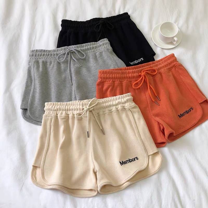 Quần Đùi Nữ Cạp Chun Ống Rộng Dây Rút Mem.bors Basic Trơn Mặc Nhà sexy thoáng mát