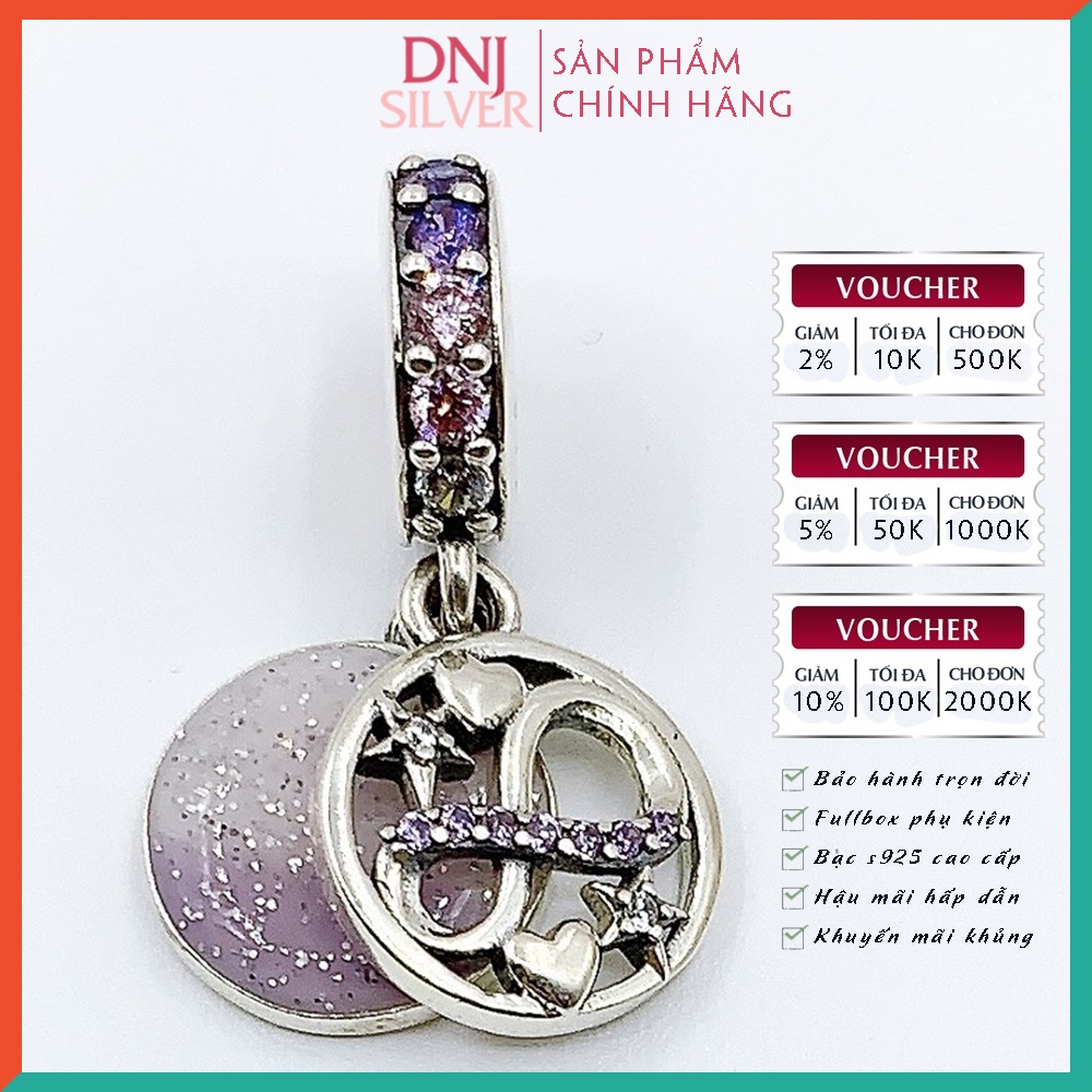 [Hàng cao cấp] Vòng tay bạc 925 cao cấp dành cho nữ - Vòng tay charm bạc đá tím, ý nghĩa tình yêu, thủy chung - DNB002