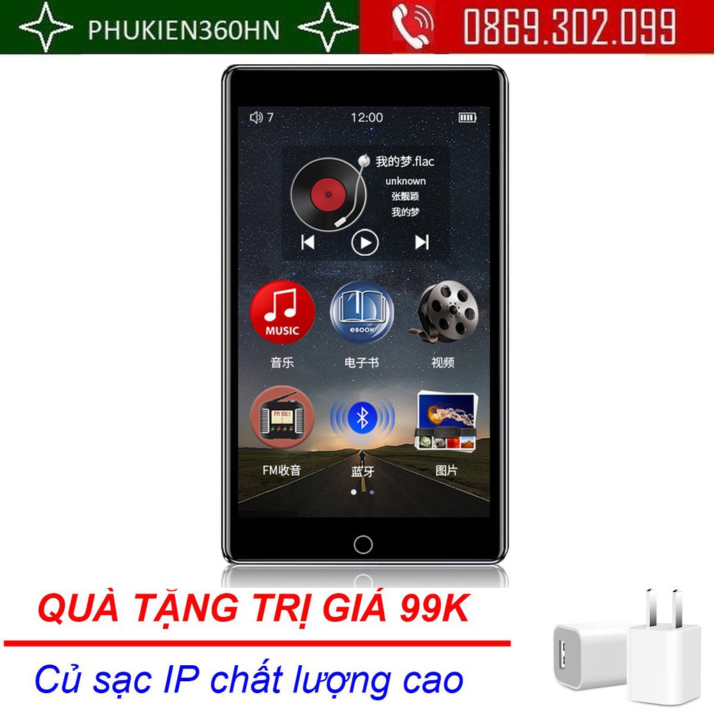 (Quà tặng 99k) Máy nghe nhạc ruizu H1 hifi,bluetooth 5.0,8GB bộ nhớ trong,tặng ốp silicon và dây đeo,tai nghe