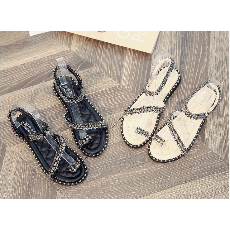 Dép Mùa Hè Đế Bệt Nữ Đính Sequin Mới Lạ
