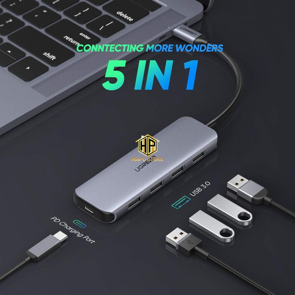 Bộ chia USB Type C sang 4 cổng USB 3.0 Ugreen 50979 chính hãng - Hapustore