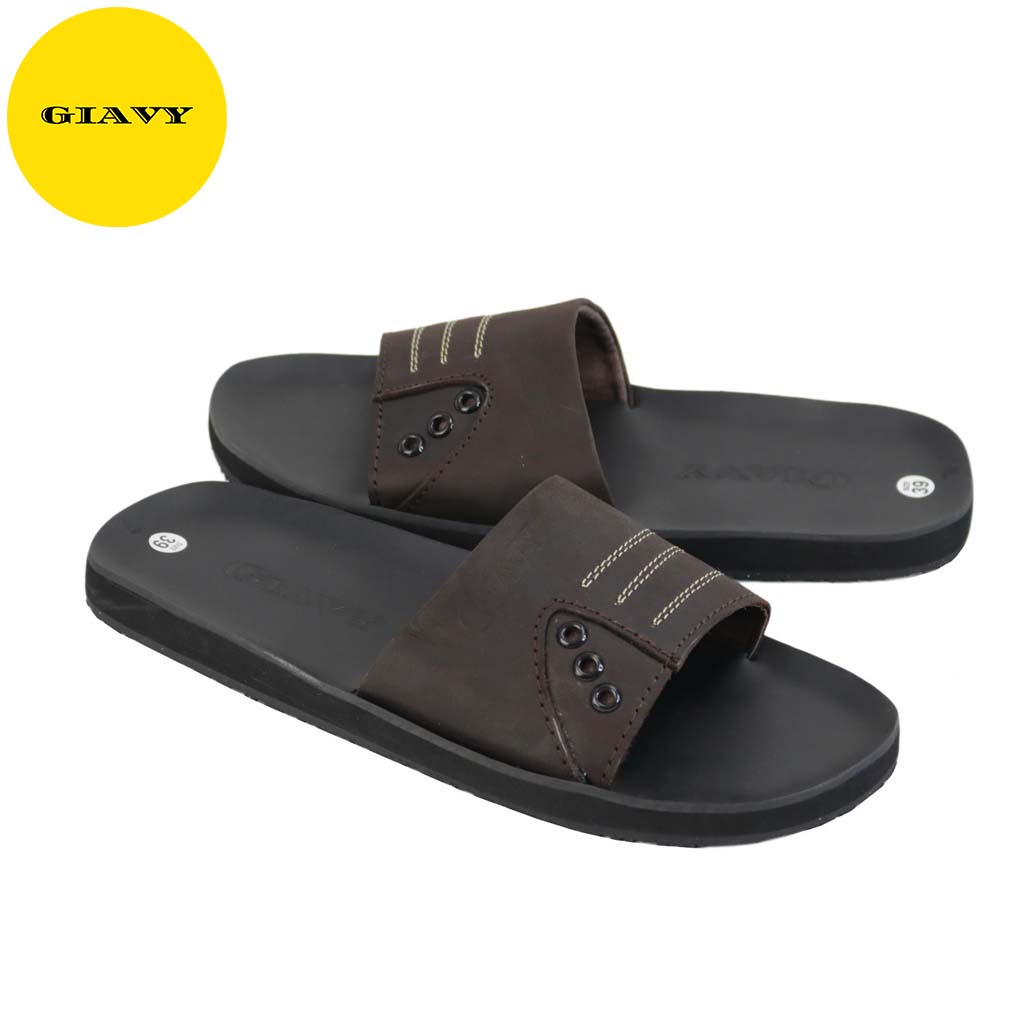 Dép da nam, dép nam quai ngang DTL450 - GIÀY GIAVY