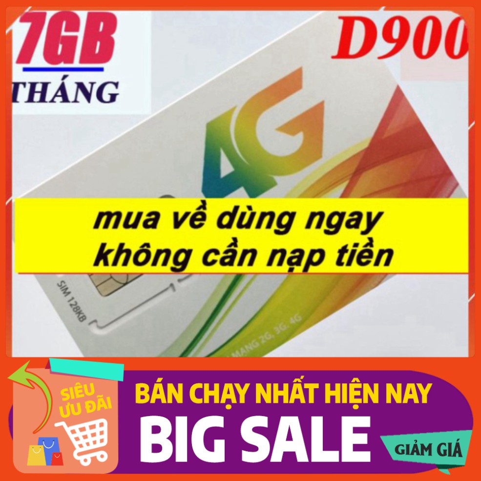 BIG SALE SIM 4G VIETTEL D900 TRỌN GÓI 1 NĂM 84GB-7GB/THÁNG KHÔNG TỐN PHÍ DUY TRÌ BIG SALE