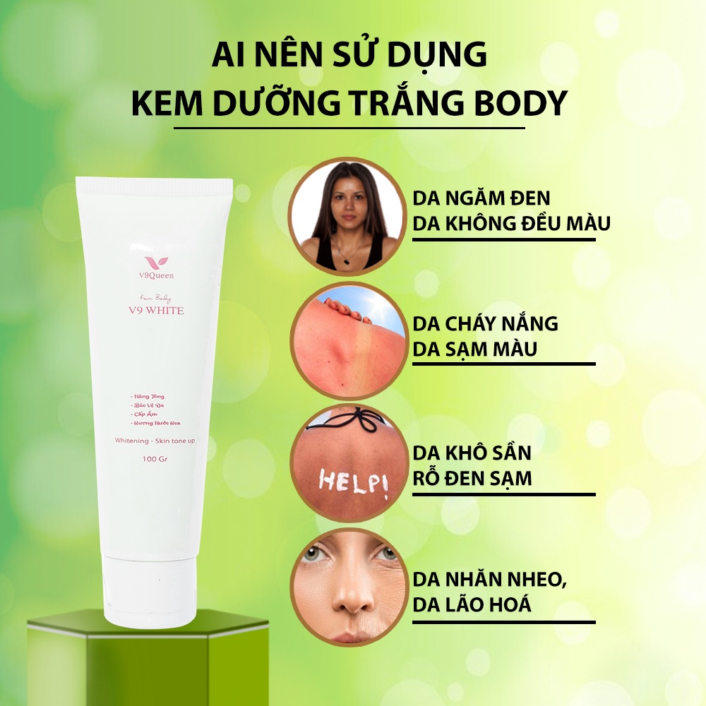 Kem body trắng da v9queen, chống nắng dưỡng ẩm và dưỡng trắng toàn thân - ảnh sản phẩm 7