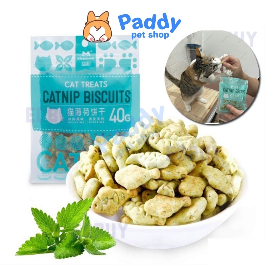 Bánh Quy Catnip Biscuits Tiêu Búi Lông &amp; Giảm Hôi Miệng Cho Mèo 40g