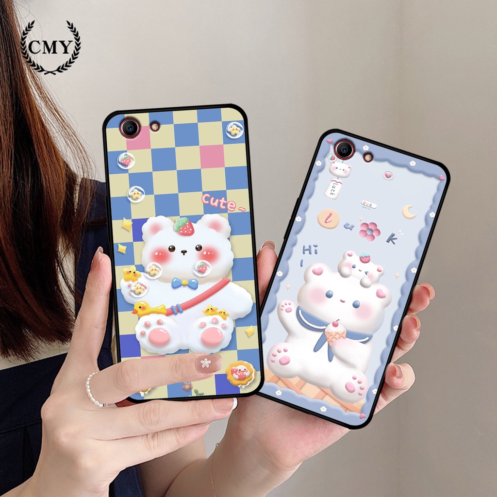 Ốp lưng Oppo A71 - Oppo A83 in hình caro gấu thỏ dễ thương