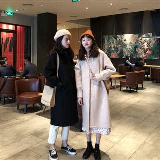 [Order] Áo khoác dạ dáng dài kiểu Hàn Quốc siêu đẹp kem và đen (ảnh thật)