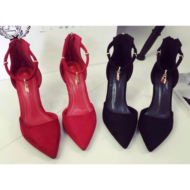 Thanh lý cao gót da lộn kéo khoá sau