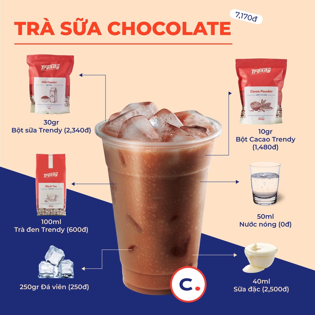 Bột Socola, Frappe, Khoai môn gói 1kg - Nguyên liệu pha chế pudding, trà sữa, thức uống giải khát