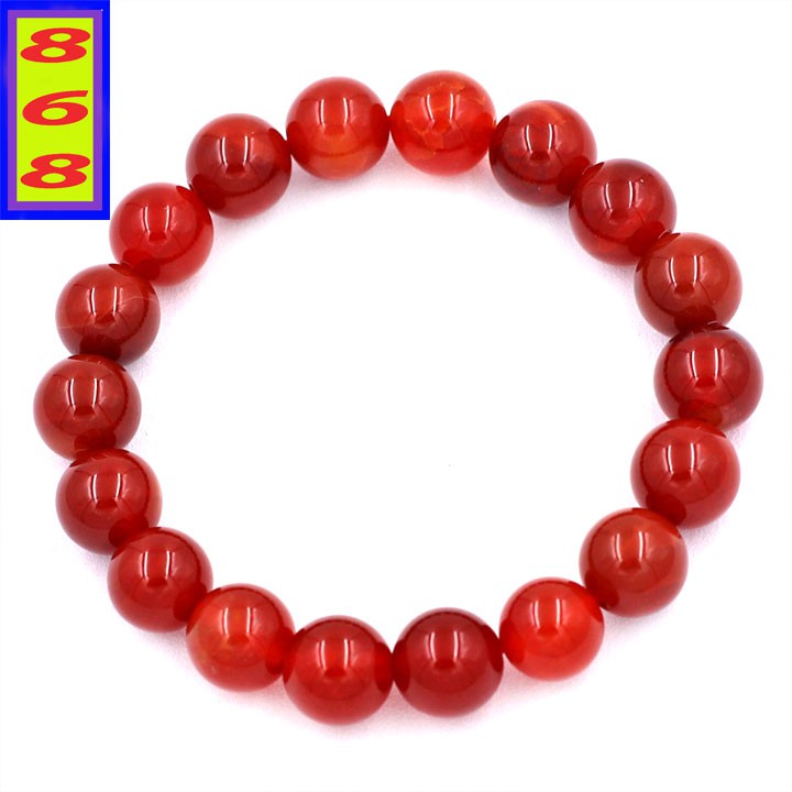 Chuỗi Tay Đá Tự Nhiên Đỏ Rạn 8 ly, 10 ly, 12 ly, 14 ly, 16 ly - Hợp mệnh Hỏa, mệnh Thổ - Mang lại may mắn, tài lộc