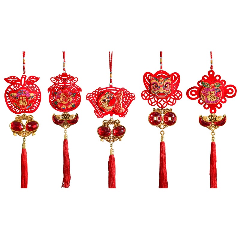 Dây Tua Rua Đính Đá Nhân Tạo Màu Đỏ Phong Cách Trung Hoa Độc Đáo Trang Trí Cửa Dịp Năm Mới